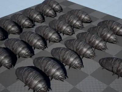 Horror worm - Game Ready Low-poly 3D model Low-poly 3D model