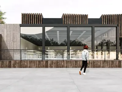 Modern Small Scale Shopping Mall Exterior Market  3D model