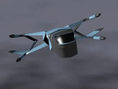 Lowpoly space attacker concept Low-poly 3D model