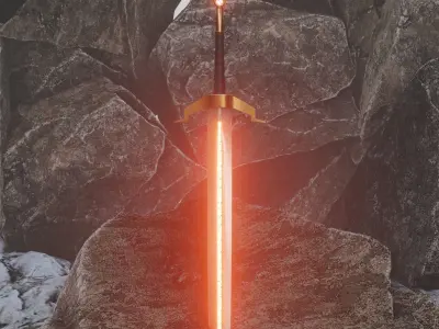 Sword with orange light 3D model