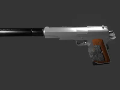  silverballer gun Game ready Low-poly 3D model