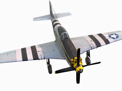 United States American fighter aircraft P-51D-5 Mustang Low-poly 3D model