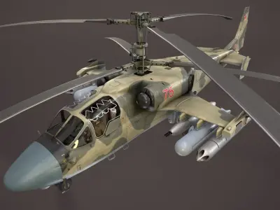 Kamov Ka-52 Alligator Camo Complex Animation Low-poly 3D model