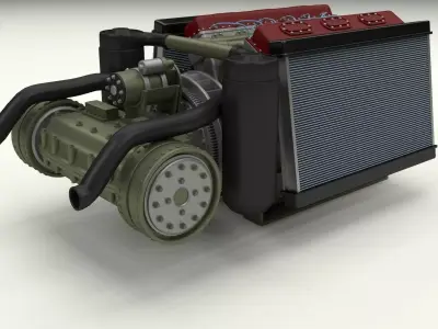 T-34 Engine and Transmission Full 3D model