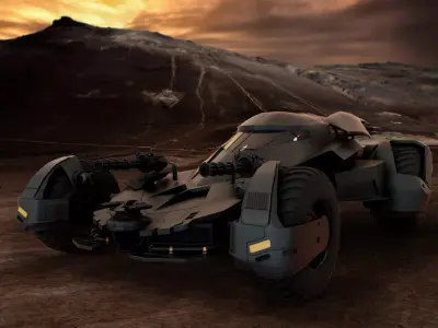 The Batmobile in desert 3D model