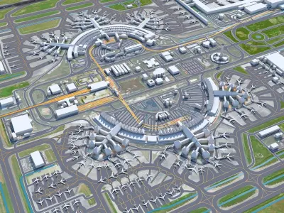 Jakarta Soekarno - Hatta Airport 10km Low-poly 3D model