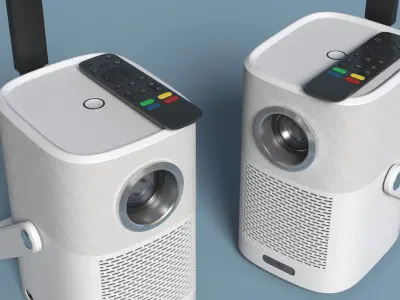 Modern Indoor Projector with Remote and Dongle 3D model