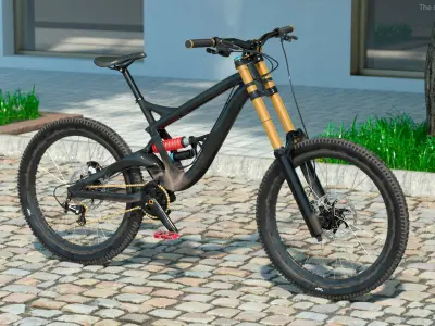 Mountain Bike with Full Suspension Rigged 3D model