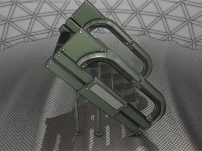 Sci-Fi Stairs - 4 - Green Version  Low-poly 3D model