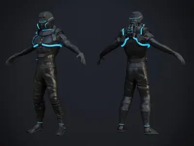 scifi soldier Low-poly 3D model buy