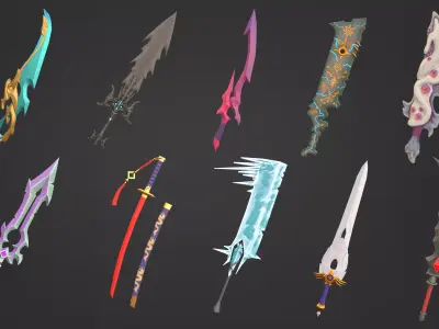 Stylized Swords - Stylized Asset Pack by Ake Low-poly 3D model