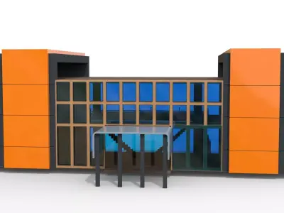 Bike and Car Showroom  Modern Vehicle Display Hall Low-poly 3D model