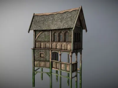 Medieval lake village - House 10 Low-poly 3D model