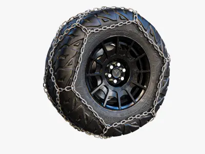 Wheel Offroad Pack Lowpoly Chain Low-poly 3D model