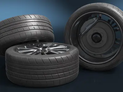 Wheel Hybrid Car with Low Profile Tire 3D model