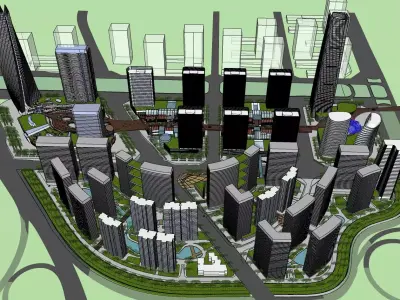 15 COMMERCIAL BUILDING CLUSTER AROUND CITY 3D model