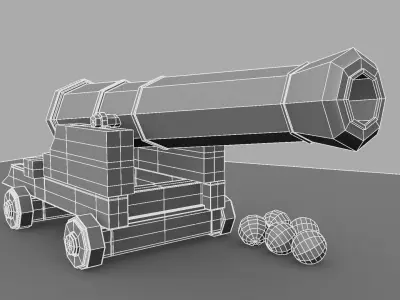 Canon cannon on wheels 3D model