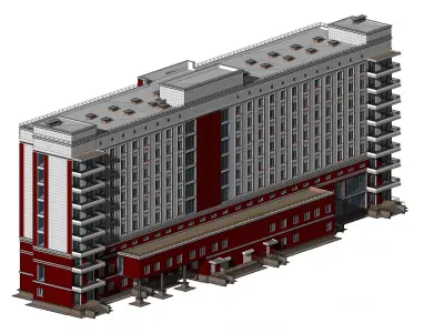 Hotel in Revit 3D model