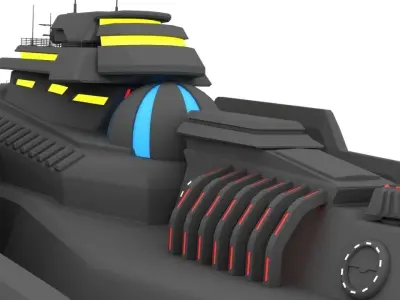 SCI-FI Battleship Poseidon Free low-poly 3D model