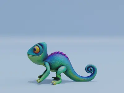Chameleon Cute Chibi Style Low-poly 3D model