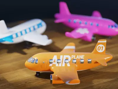 Stylized Toy Airplane Low-poly 3D model