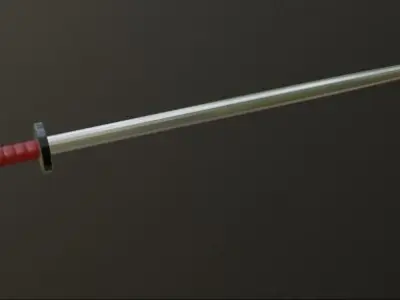 katana samurai sword Low-poly 3D model 25