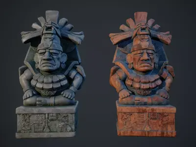 Aztec Statue 04 PBR Low-poly 3D model