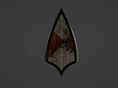 Tri-Parted Pointed Heraldic Shield 3D model