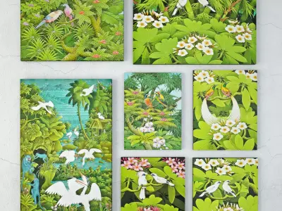 Balinese Garden Bird Paintings 3D model