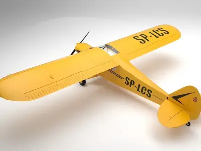 Piper PA-18 Supercub Low Poly Low-poly 3D model