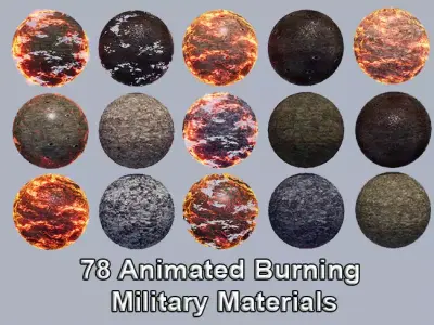 Unreal Game Engine- 78 Animated Burning Military Materials Texture
