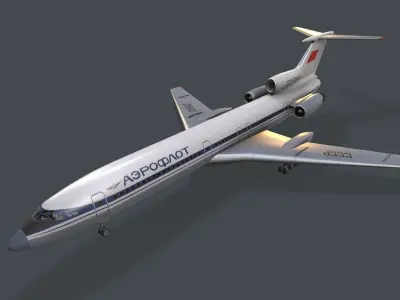 Tupolev Tu-154 USSR With LODs Low-poly 3D model