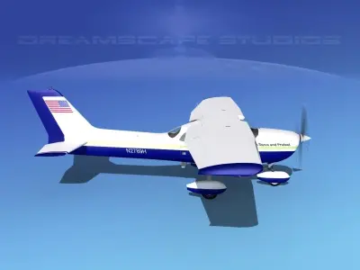 Cessna 172 Skyhawk 1976 State Police 3D model