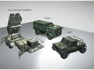 military vehicles pack Low-poly 3D model