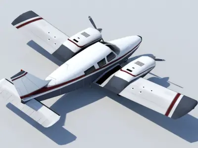 Piper PA-34 Seneca Low Poly Static  Low-poly 3D model