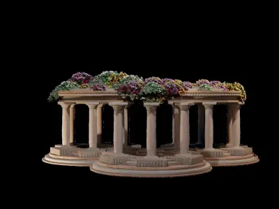 Ancient architectural ornament with doric columns KIT 3D model