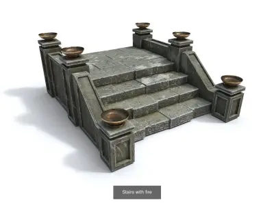 Stairs with fire Texture Pack 3D Model Collection