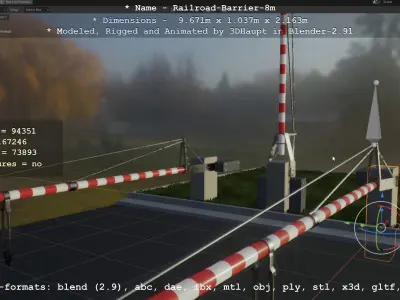 Railroad Barrier 8m High-Poly 3D model