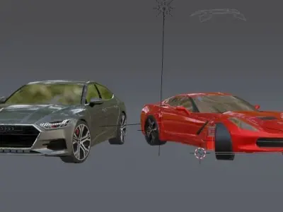 Cars Audi and Corvette Free 3D model