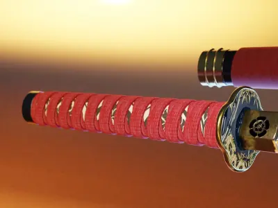 Japanese Katana Free low-poly 3D model