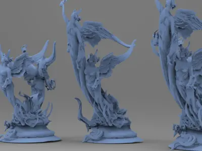 Dantes Angel flame statue collection 3D model