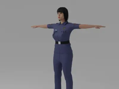 Police Woman Low-poly 3D model