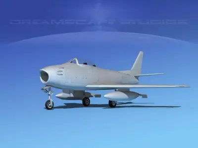 North American F-86 Sabre Jet Bare Metal 3D model