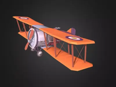 Stylized WWI airplane  Low-poly 3D model