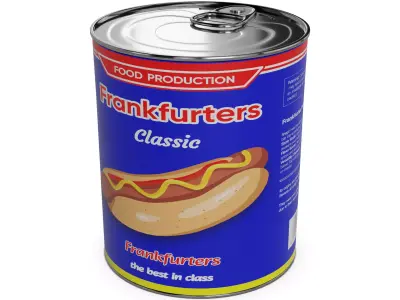 Deli sausages Frankfurters Low-poly 3D model