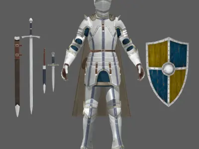 Ancient Sword and Shield Knights Low-poly 3D model