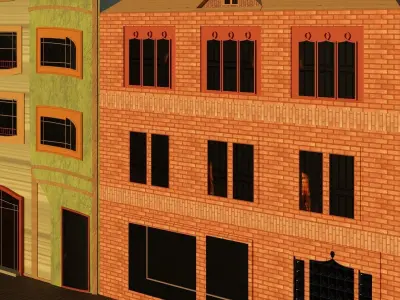 Facade buildings at night 3D model