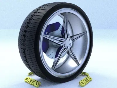 ORTAS CAR RIM 47 GAME READY RIM TIRE AND DISC 3D model