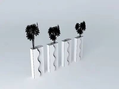 vase colorful with daisies in it Free 3D model