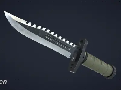 Tactical Survival Knife Game Ready Low-poly 3D model